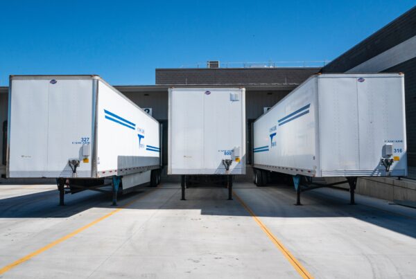 docked truck trailers